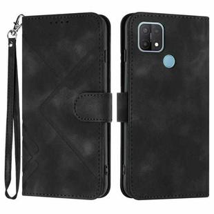 For OPPO A15 / A15s Line Pattern Skin Feel Leather Phone Case(Black)