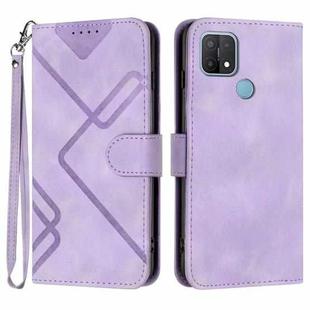 For OPPO A15 / A15s Line Pattern Skin Feel Leather Phone Case(Light Purple)