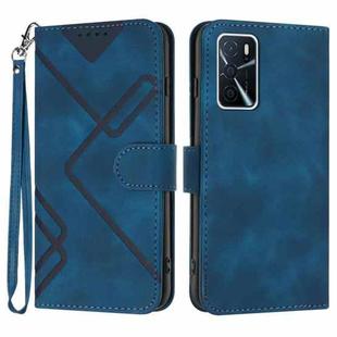 For OPPO A16 4G/A55 5G/A53s 5G Line Pattern Skin Feel Leather Phone Case(Royal Blue)