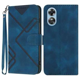 For OPPO A17 Line Pattern Skin Feel Leather Phone Case(Royal Blue)