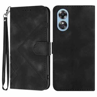 For OPPO A17 Line Pattern Skin Feel Leather Phone Case(Black)
