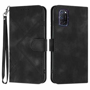 For OPPO A52 / A72 / A92 Line Pattern Skin Feel Leather Phone Case(Black)