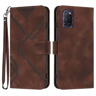 For OPPO A52 / A72 / A92 Line Pattern Skin Feel Leather Phone Case(Coffee)