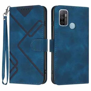 For OPPO A53s / A32 / A53 Line Pattern Skin Feel Leather Phone Case(Royal Blue)