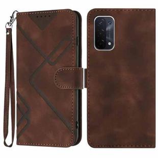 For OPPO A74 5G/A93 5G/A54 5G Line Pattern Skin Feel Leather Phone Case(Coffee)