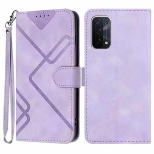 For OPPO A74 5G/A93 5G/A54 5G Line Pattern Skin Feel Leather Phone Case(Light Purple)