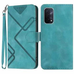 For OPPO A74 5G/A93 5G/A54 5G Line Pattern Skin Feel Leather Phone Case(Light Blue)