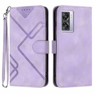 For OPPO A57s 4G/A77 5G/A57 5G Line Pattern Skin Feel Leather Phone Case(Light Purple)