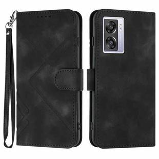 For OPPO A57e 4G Global/A57s 4G Global Line Pattern Skin Feel Leather Phone Case(Black)