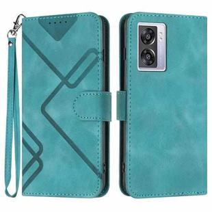 For OPPO A57e 4G Global/A57s 4G Global Line Pattern Skin Feel Leather Phone Case(Light Blue)