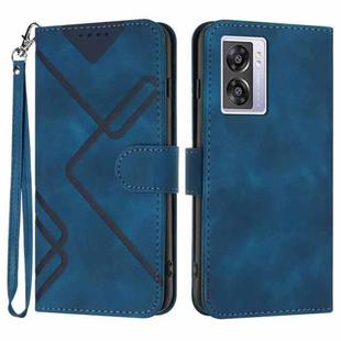 For OPPO A77 4G Global Line Pattern Skin Feel Leather Phone Case(Royal Blue)
