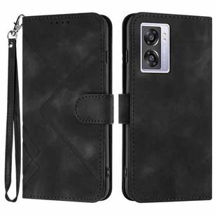 For OPPO A77 4G Global Line Pattern Skin Feel Leather Phone Case(Black)
