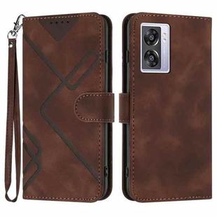 For OPPO A77 4G Global Line Pattern Skin Feel Leather Phone Case(Coffee)