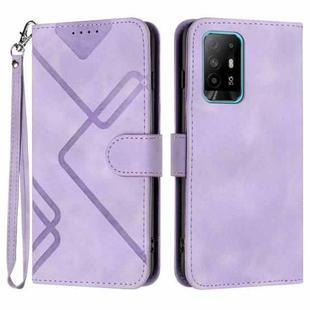 For OPPO A94 5G/F19 Pro/F19 Pro+ 5G Line Pattern Skin Feel Leather Phone Case(Light Purple)