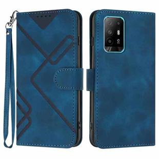 For OPPO A94 4G/A95 5G/Reno5 Z Line Pattern Skin Feel Leather Phone Case(Royal Blue)