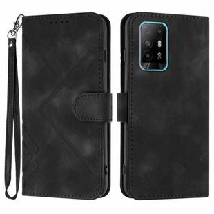 For OPPO A94 4G/A95 5G/Reno5 Z Line Pattern Skin Feel Leather Phone Case(Black)