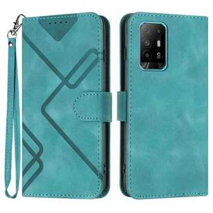 For OPPO A94 4G/A95 5G/Reno5 Z Line Pattern Skin Feel Leather Phone Case(Light Blue)