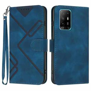 For OPPO Reno6 Z 5G/Reno5 F/Reno5 Lite Line Pattern Skin Feel Leather Phone Case(Royal Blue)