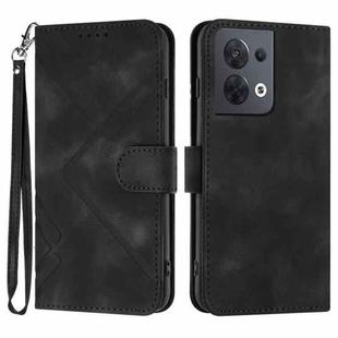 For OPPO Reno8 5G Line Pattern Skin Feel Leather Phone Case(Black)