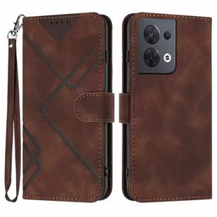 For OPPO Reno8 5G Line Pattern Skin Feel Leather Phone Case(Coffee)