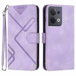 For OPPO Reno8 5G Line Pattern Skin Feel Leather Phone Case(Light Purple)