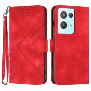 For OPPO Reno8 Pro 5G/Reno8 Pro+ 5G Line Pattern Skin Feel Leather Phone Case(Red)