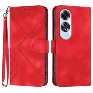 For OPPO A60 Line Pattern Skin Feel Leather Phone Case(Red)