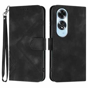 For OPPO A60 Line Pattern Skin Feel Leather Phone Case(Black)