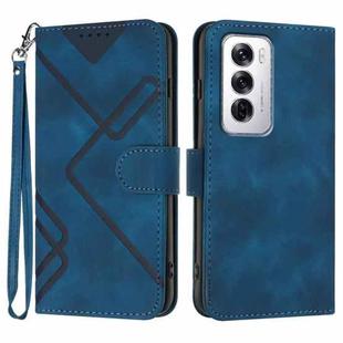 For OPPO Reno12 Global Line Pattern Skin Feel Leather Phone Case(Royal Blue)