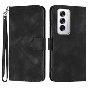 For OPPO Reno12 Global Line Pattern Skin Feel Leather Phone Case(Black)