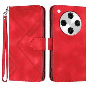 For OPPO Find X8 Pro Line Pattern Skin Feel Leather Phone Case(Red)