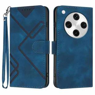 For OPPO Find X8 Pro Line Pattern Skin Feel Leather Phone Case(Royal Blue)