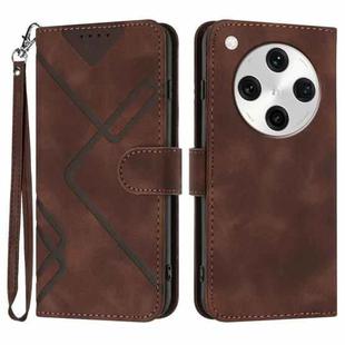 For OPPO Find X8 Pro Line Pattern Skin Feel Leather Phone Case(Coffee)