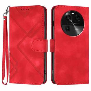 For OPPO Find X6 Line Pattern Skin Feel Leather Phone Case(Red)