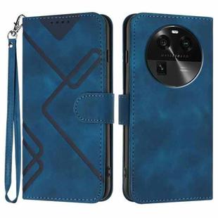 For OPPO Find X6 Line Pattern Skin Feel Leather Phone Case(Royal Blue)