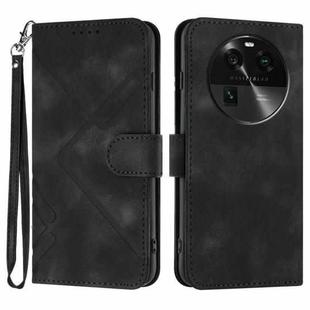For OPPO Find X6 Line Pattern Skin Feel Leather Phone Case(Black)