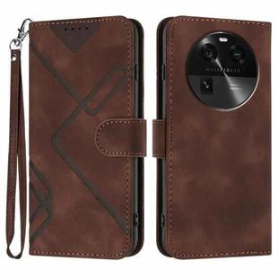 For OPPO Find X6 Line Pattern Skin Feel Leather Phone Case(Coffee)