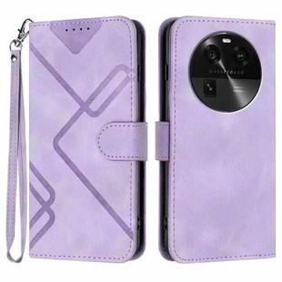 For OPPO Find X6 Line Pattern Skin Feel Leather Phone Case(Light Purple)