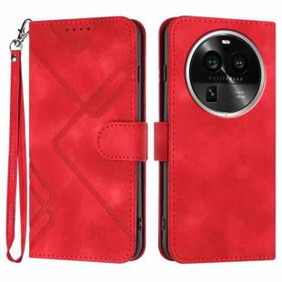 For OPPO Find X6 Pro Line Pattern Skin Feel Leather Phone Case(Red)