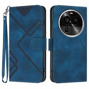 For OPPO Find X6 Pro Line Pattern Skin Feel Leather Phone Case(Royal Blue)