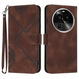 For OPPO Find X6 Pro Line Pattern Skin Feel Leather Phone Case(Coffee)