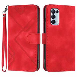For OPPO Reno5 4G / 5G / Find X3 Lite Line Pattern Skin Feel Leather Phone Case(Red)