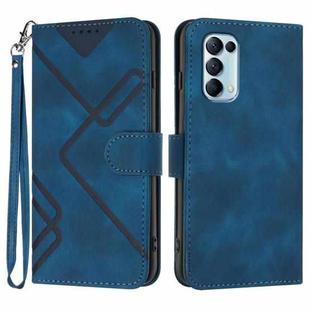 For OPPO Reno5 4G / 5G / Find X3 Lite Line Pattern Skin Feel Leather Phone Case(Royal Blue)