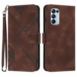 For OPPO Reno5 4G / 5G / Find X3 Lite Line Pattern Skin Feel Leather Phone Case(Coffee)