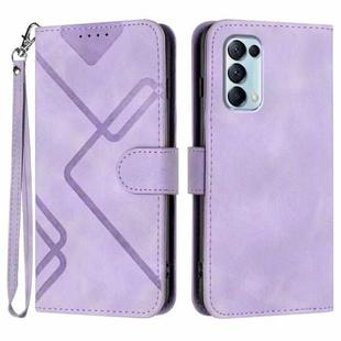 For OPPO Reno5 4G / 5G / Find X3 Lite Line Pattern Skin Feel Leather Phone Case(Light Purple)