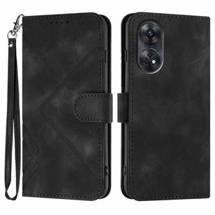 For OPPO Reno8 T 4G Line Pattern Skin Feel Leather Phone Case(Black)
