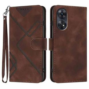 For OPPO Reno8 T 4G Line Pattern Skin Feel Leather Phone Case(Coffee)