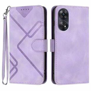 For OPPO Reno8 T 4G Line Pattern Skin Feel Leather Phone Case(Light Purple)