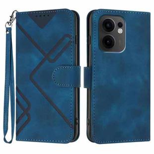 For OPPO Reno13 F 4G / 5G Line Pattern Skin Feel Leather Phone Case(Royal Blue)