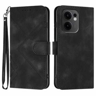 For OPPO Reno13 F 4G / 5G Line Pattern Skin Feel Leather Phone Case(Black)